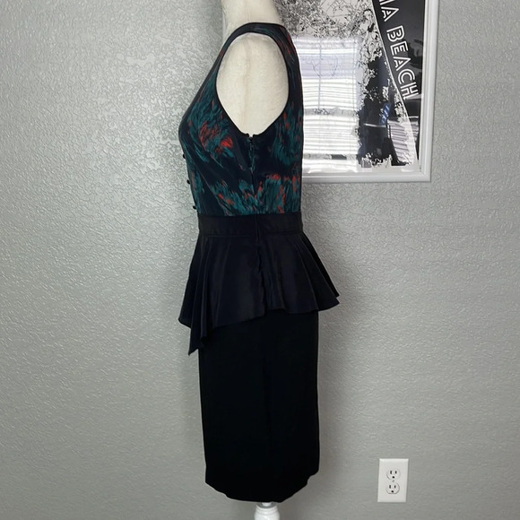 Marchesa Voyage Feather Silk Dress Peplum Skirt Sz 4 - Picture 8 of 12